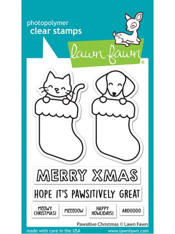 Lawn Fawn - Pawsitive Christmas - clear stamp set 3x4