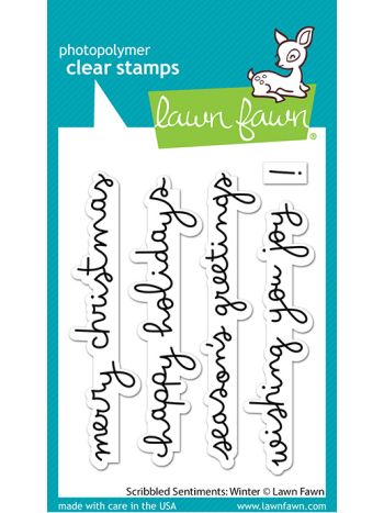 Lawn Fawn - Scribbled sentiments: Winter - clear stamp set 3x4 
