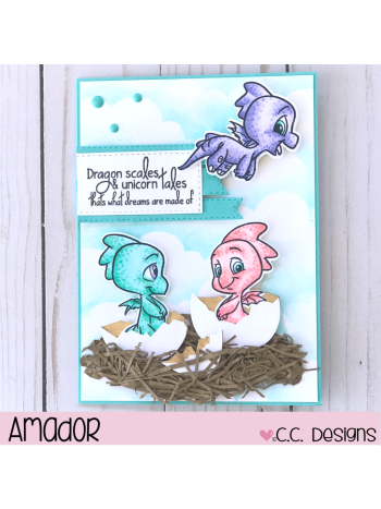 C.C. Designs - Dragons - Clear Stamp 4x6