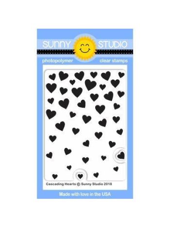 Sunny Studio - Cascading Hearts - Clear Stamps 3x4