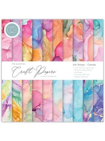 Craft Consortium - Essential Craft Papers 6x6 Inch Paper Pad - Ink Drops Candy