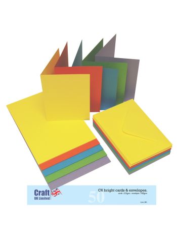 Craft UK - Karten und Umschläge C6 - Kräftige Farben 50 Stk