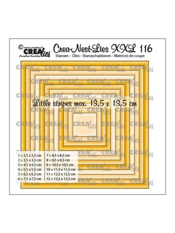 Crealies - Crea-Nest-Lies - Stanzschablonen XXL Quadrate mit kleinen Streifen