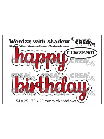 Crealies - Wordzz with shadow Happy birthday - Stand alone Stanzschablone
