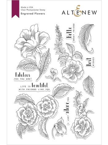 Altenew - Engraved Flowers - Clear Stamp 6x8