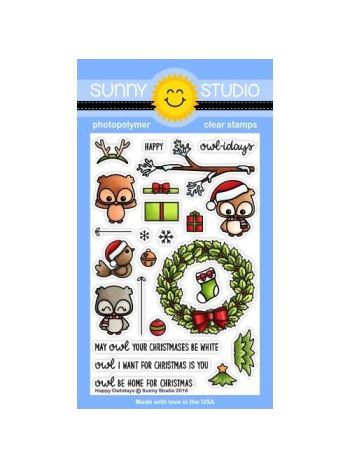 Sunny Studio - Happy Owlidays - Clear Stamps 4x6