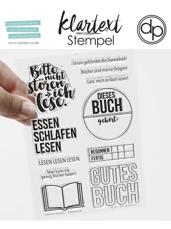  Klartext-Stempel - Gutes Buch - Clear Stamp Set 4x6