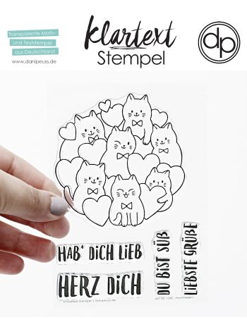 Klartext-Stempel - Herzmiezen - Clear Stamp Set 4x6
