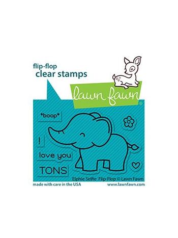 Lawn Fawn - Elphie Selfie Flip-Flop - Clear Stamp Set 2x3