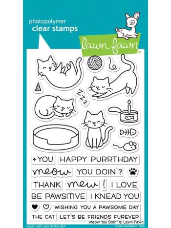  Lawn Fawn - Meow You Doin' - Clear Stamps 4x6