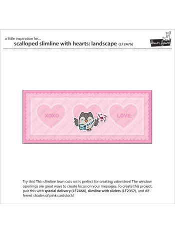 Lawn Fawn - Scalloped Slimline with Hearts: Landscape - Stand alone Stanze