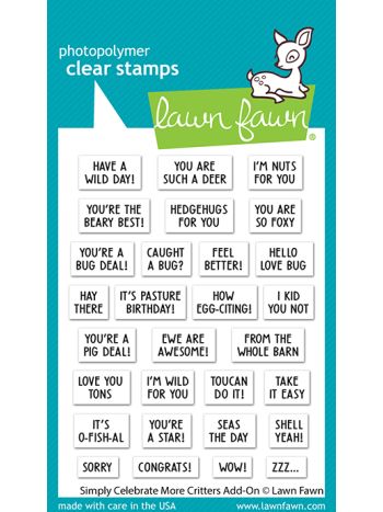 Lawn Fawn - Simply celebrate more critters add-on - Clear Stamp 3x4