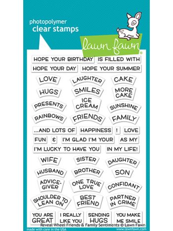 Lawn Fawn - Reveal Wheel Friends & Family Sentiments - Clear Stamp 4x6