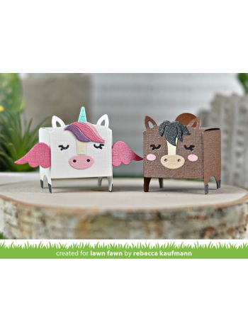 Lawn Fawn - tiny gift box unicorn and horse add-on - Stanzen