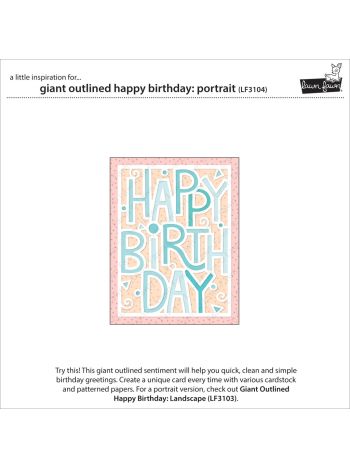 Lawn Fawn - Giant outlined Happy Birthday: Landscape - Stand Alone Stanze