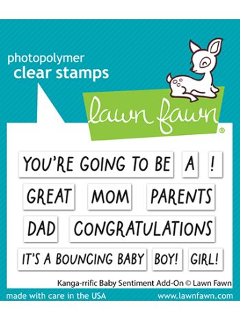 Lawn Fawn - Kanga-rrific Baby Sentiment Add-on - Clear Stamp Set 2x3