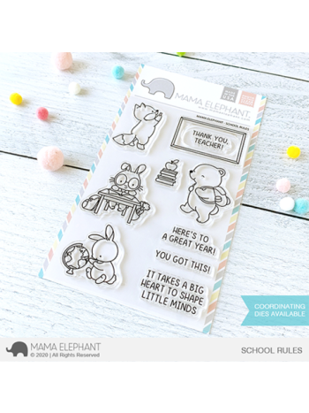 Mama Elephant - School Rules - Clear Stamp 4x6