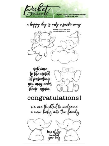 Picket Fence Studios - Jungle Babys - Clear Stamps 4x8