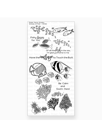 Picket Fence Studios - Schools of Fish - Clear Stamps 4x8