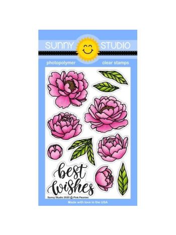 Sunny Studio - Pink Peonies Stamps - Clear Stamps 4x6