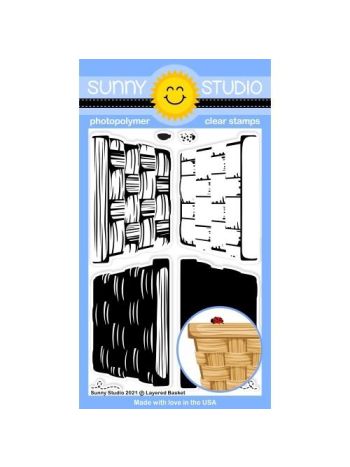 Sunny Studio - Layered Basket - Clear Stamp Set 4x6