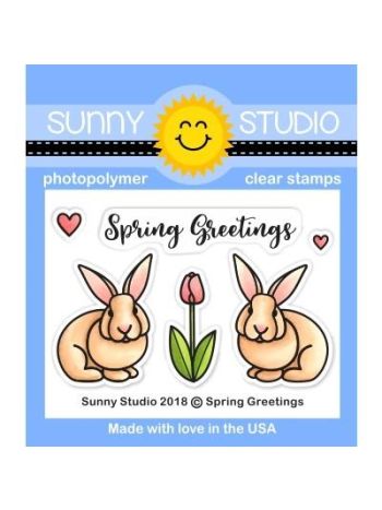 Sunny Studio - Spring Greetings - Clear Stamp Set 2x3